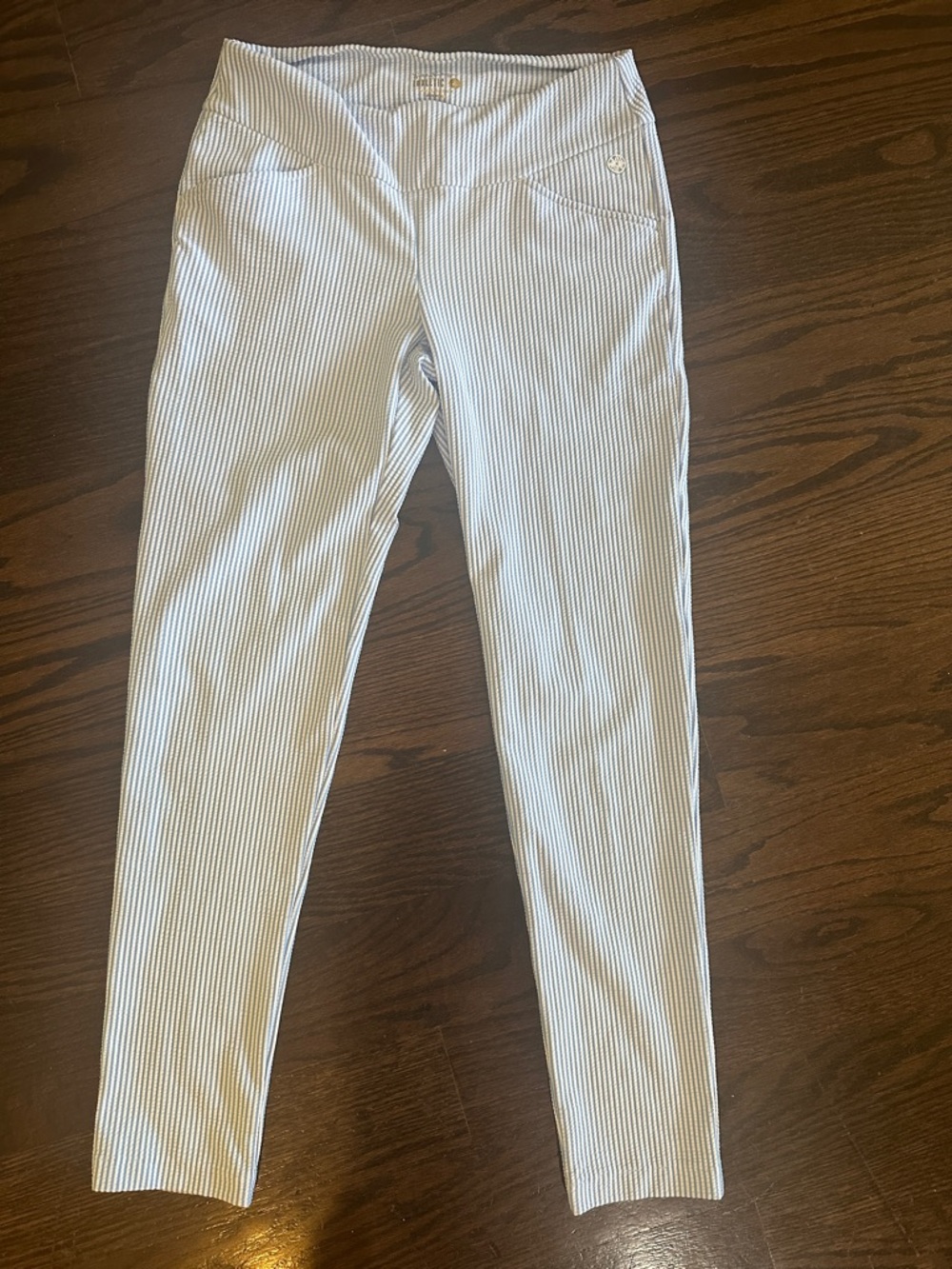 Lilly Pulitzer Blue & White seersucker Corso Striped Pants 28 inseam